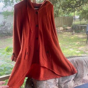 Women's Orange Hooded Coat